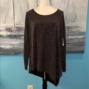 NWT Karen Kane Black & Gold Tunic Blouse, 1X